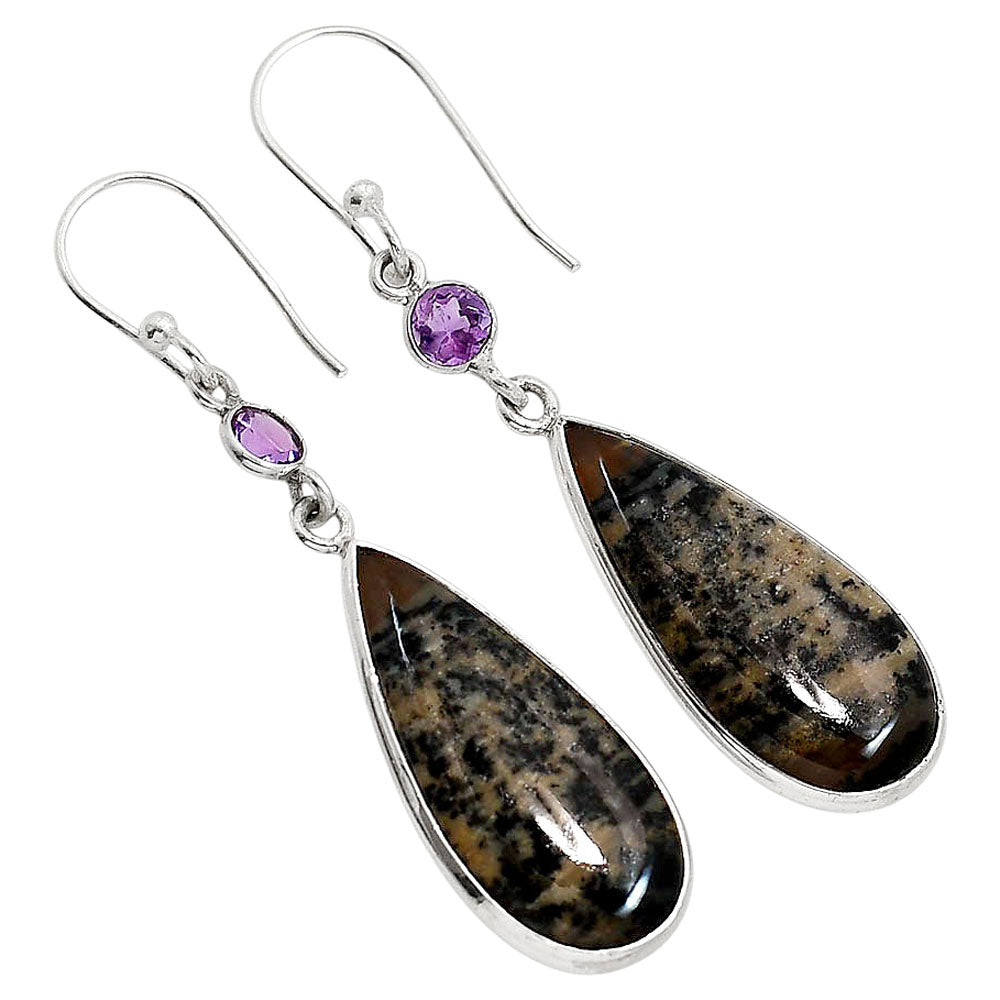 Russian Honey Dendrite Opal and Amethyst Earrings E-1002 SDE91744
