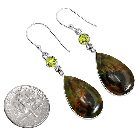 Turkish Rainforest Chrysocolla and Peridot Earrings E-1002 SDE91745