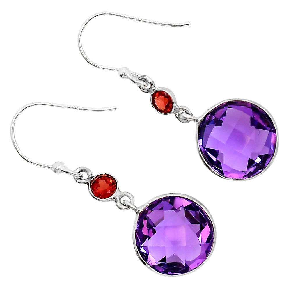 Amethyst Checker Briolette and Citrine Earrings E-1002 SDE91748