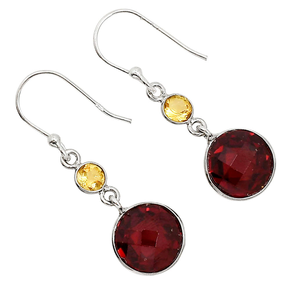 Hessonite Garnet Checker Briolette and Citrine Earrings E-1002 SDE91791