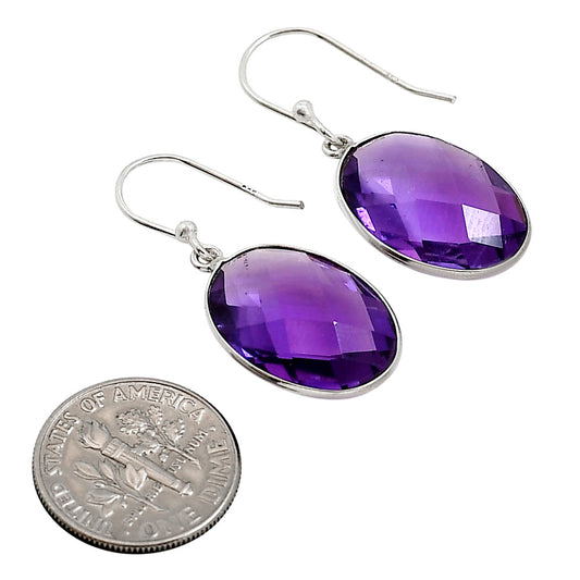 African Amethyst Checker Briolette Earrings E-1001 SDE91843