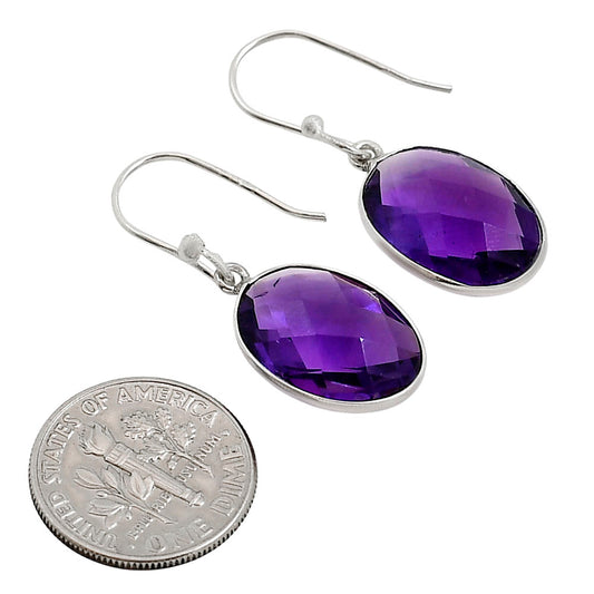 African Amethyst Checker Briolette Earrings E-1001 SDE91852