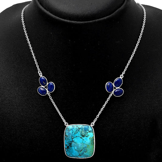 Natural Shattuckite - USA and Lapis Necklace N-1002 SDN1168