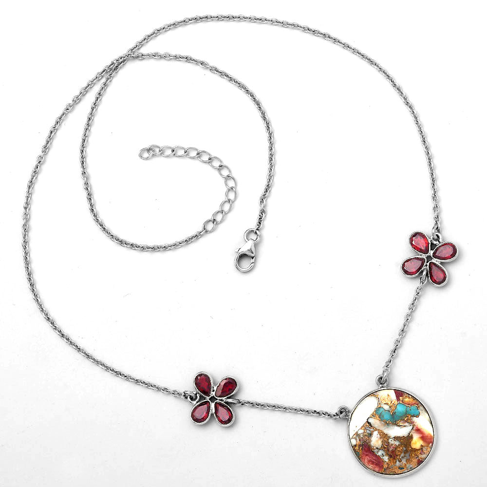 Multi Copper Turquoise and Garnet Necklace N-1001 SDN1222
