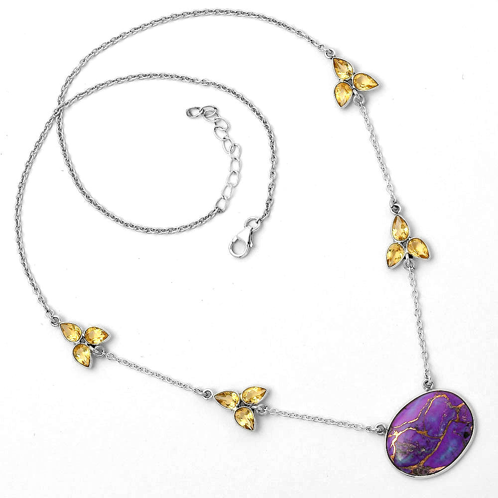 Copper Purple Turquoise & Citrine Necklace N-1004 SDN1300