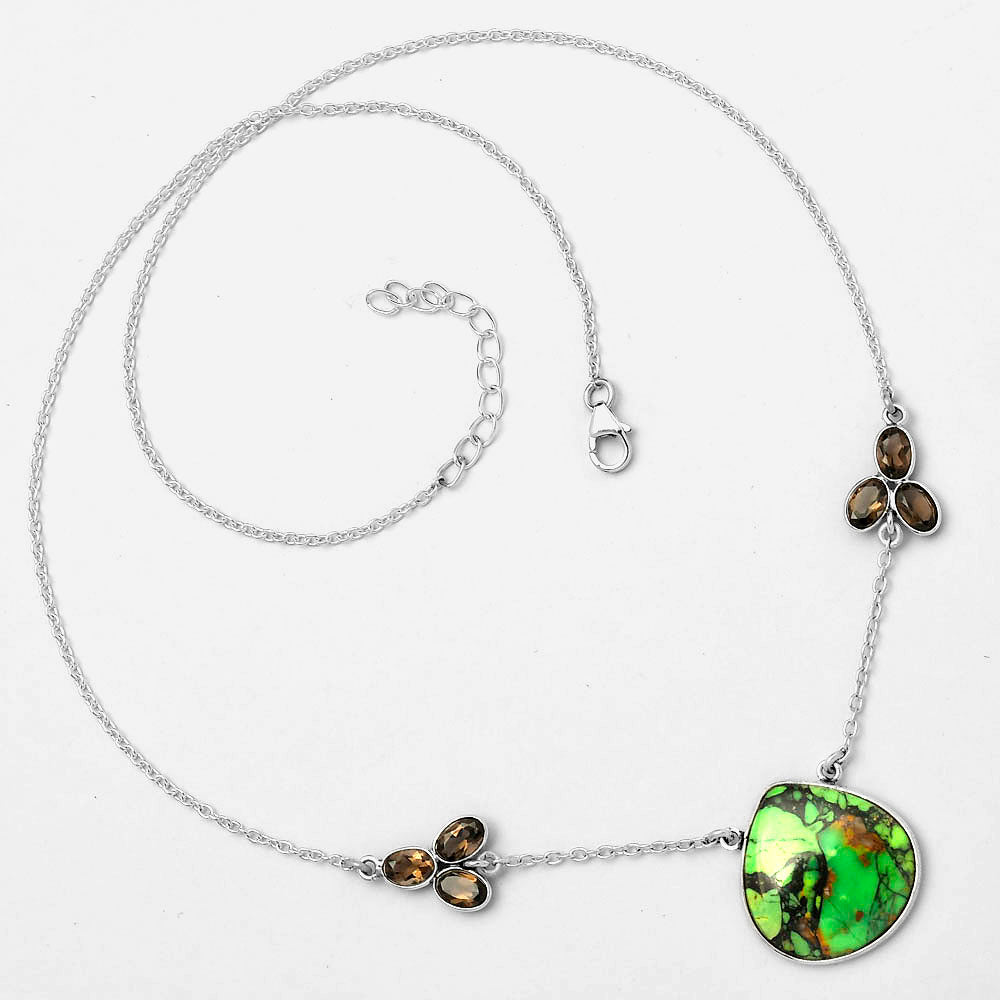 Green Matrix Turquoise & Smoky Quartz Necklace N-1002 SDN1336