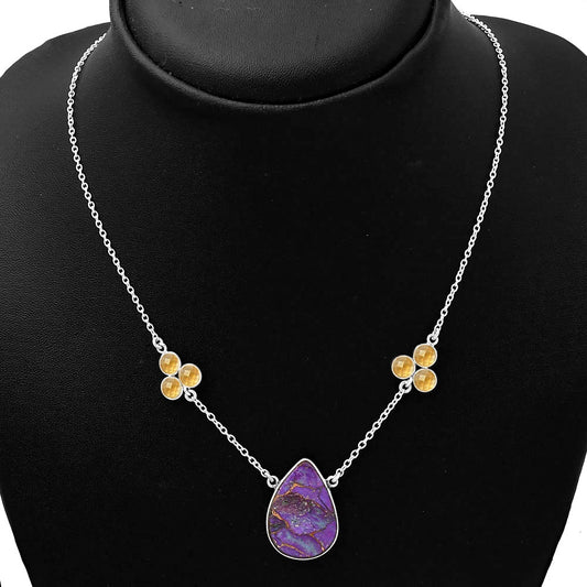 Copper Purple Turquoise & Citrine Necklace N-1002 SDN1337