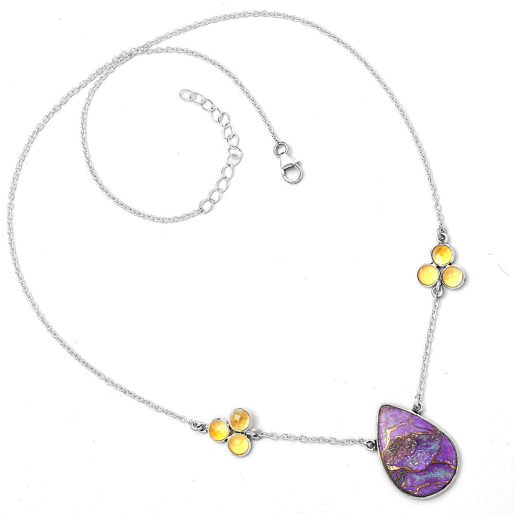 Copper Purple Turquoise & Citrine Necklace N-1002 SDN1337