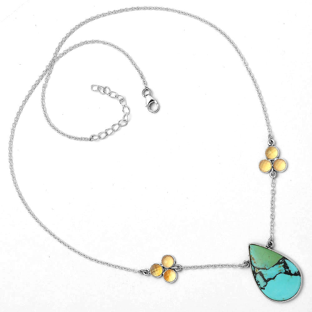Lucky Charm Tibetan Turquoise & Citrine Necklace N-1002 SDN1348