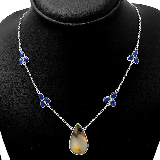 Natural Montana Agate - USA & Lapis Necklace N-1004 SDN1369