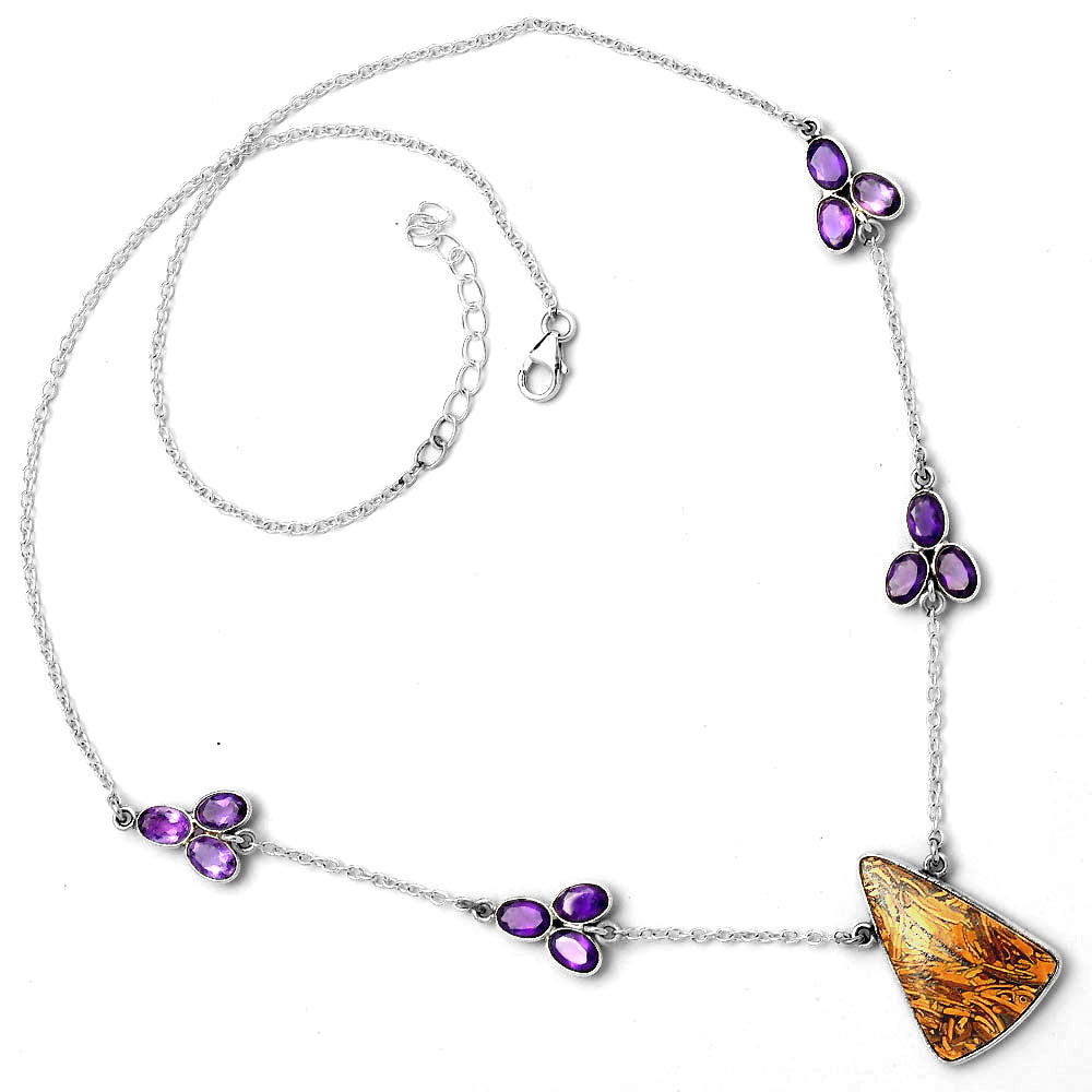 Coquina Fossil Jasper & Amethyst Necklace N-1004 SDN1380
