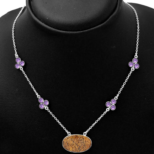 Coquina Fossil Jasper & Amethyst Necklace N-1004 SDN1388