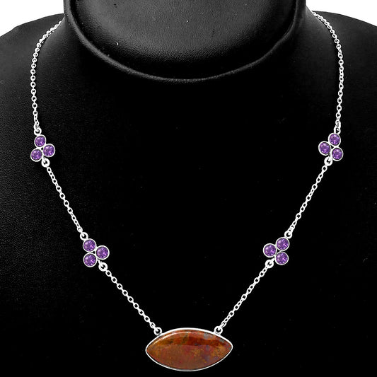 Natural Red Moss Agate & Amethyst Necklace N-1004 SDN1396