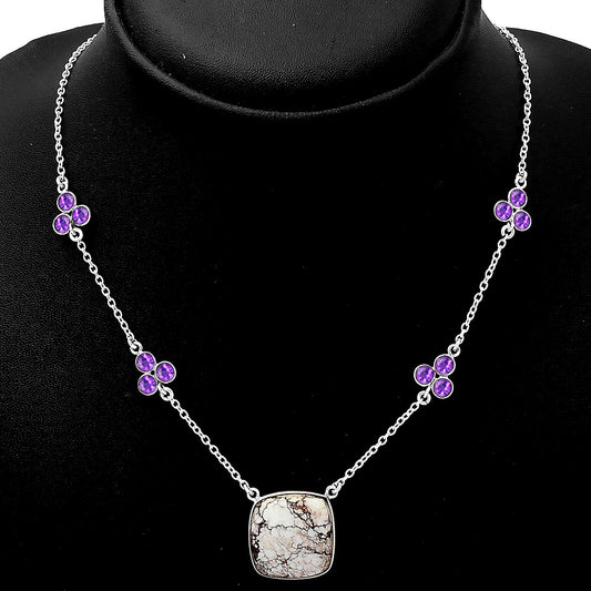 Natural Wild Horse Jasper & Amethyst Necklace N-1004 SDN1399