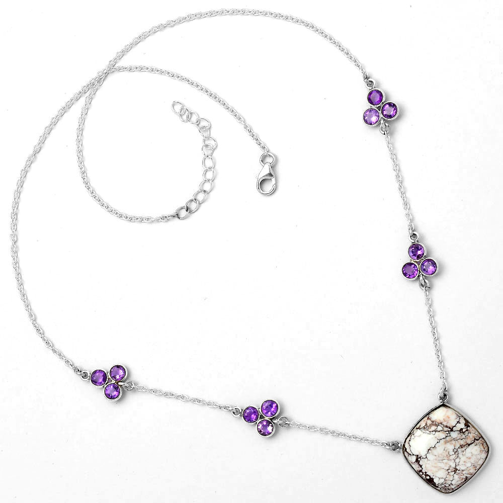 Natural Wild Horse Jasper & Amethyst Necklace N-1004 SDN1399