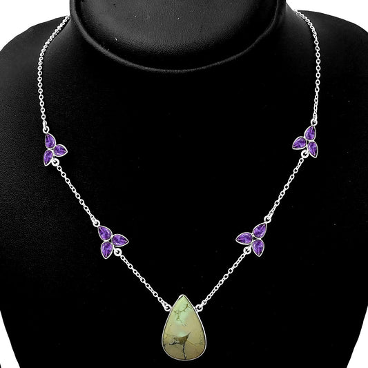 Lemon Chrysocolla Brazil & Amethyst Necklace N-1004 SDN1409