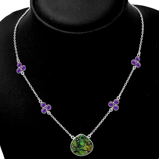 Green Matrix Turquoise & Amethyst Necklace N-1004 SDN1412