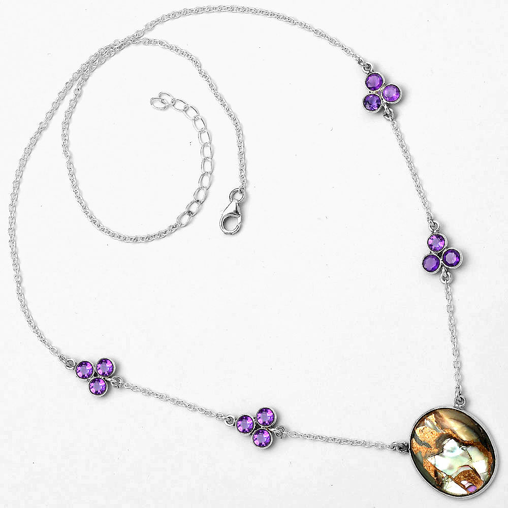 Copper Abalone Shell & Amethyst Necklace N-1004 SDN1416