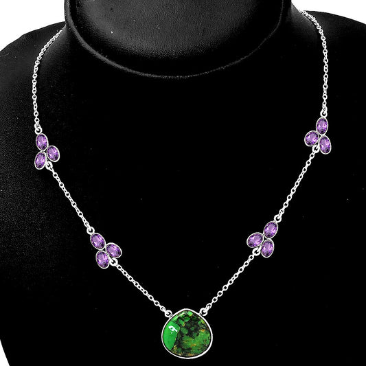 Green Matrix Turquoise & Amethyst Necklace N-1004 SDN1419