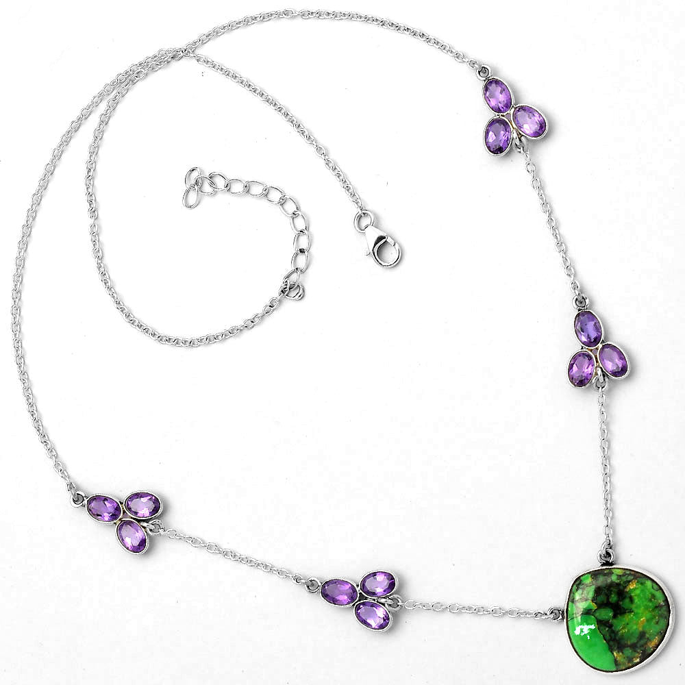 Green Matrix Turquoise & Amethyst Necklace N-1004 SDN1419