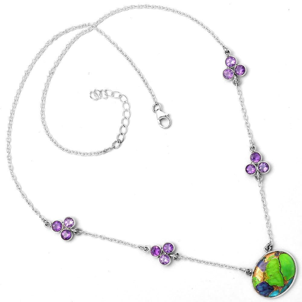 Multi Copper Turquoise & Amethyst Necklace N-1004 SDN1423