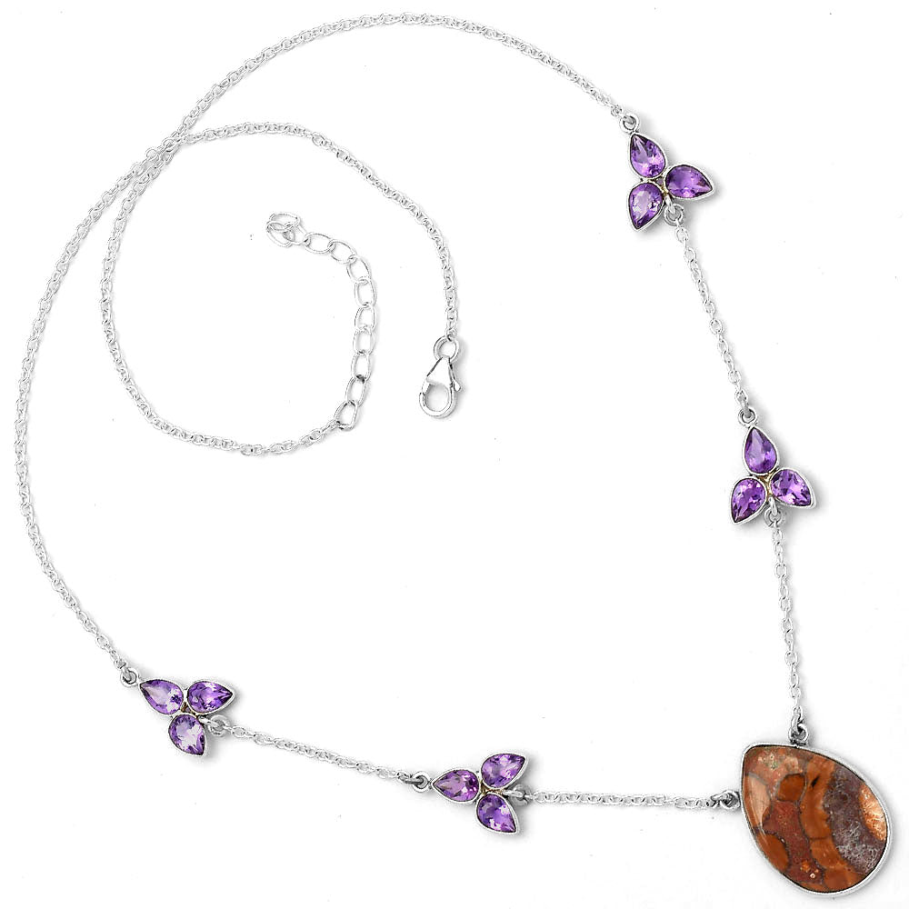 Natural Mexican Bird Eye & Amethyst Necklace N-1004 SDN1424