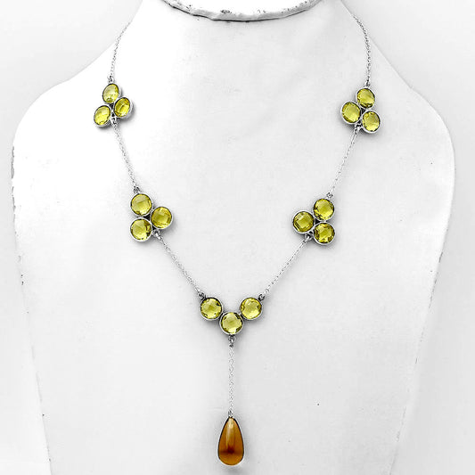 Citrine Briolette Drop & Lemon Quartz Necklace N-1005 SDN1451