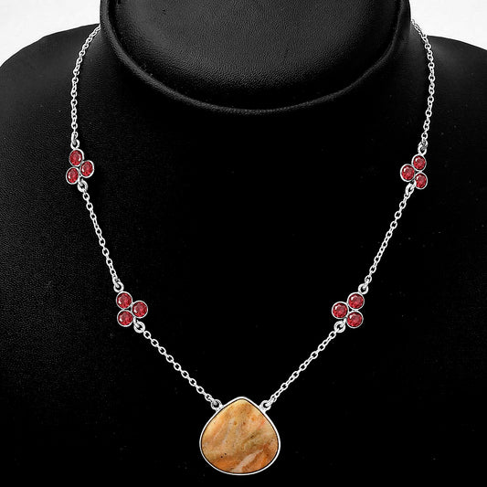 Natural Coral Jasper & Garnet Necklace N-1004 SDN1459