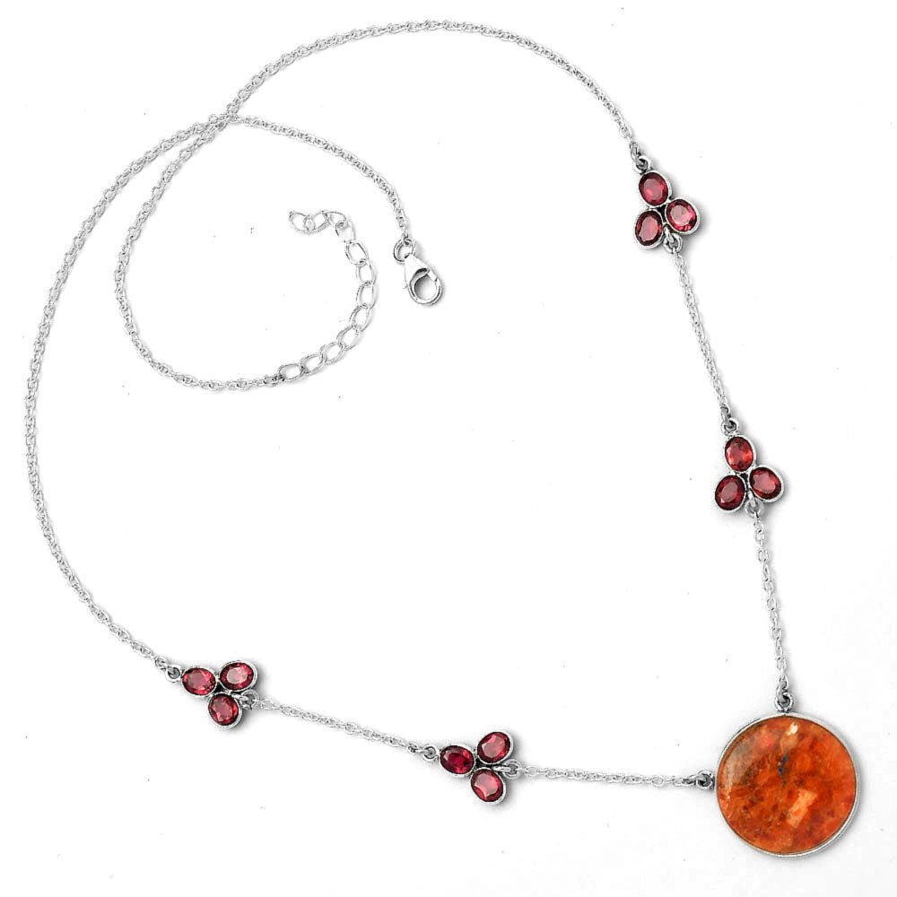 Natural Red Sponge Coral & Garnet Necklace N-1004 SDN1462