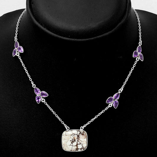 Natural Wild Horse Jasper & Amethyst Necklace N-1004 SDN1520
