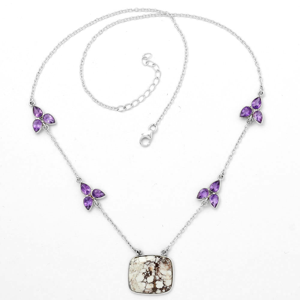 Natural Wild Horse Jasper & Amethyst Necklace N-1004 SDN1520