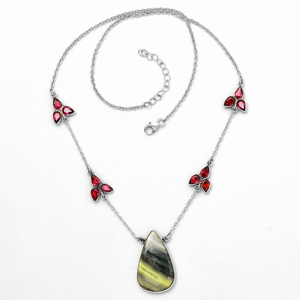 Natural Serpentine & Garnet Necklace N-1004 SDN1563