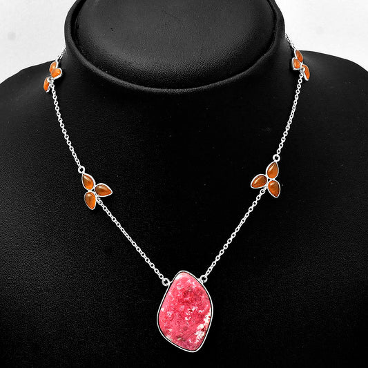 Pink Thulite - Norway & Carnelian Necklace N-1004 SDN1647