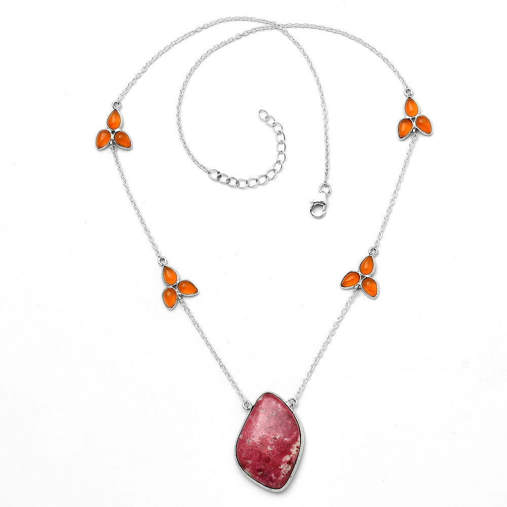 Pink Thulite - Norway & Carnelian Necklace N-1004 SDN1647