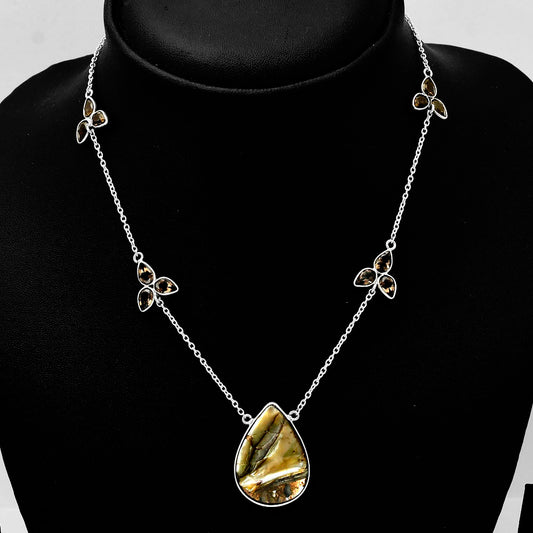 Copper Abalone Shell & Smoky Quartz Necklace N-1004 SDN1661