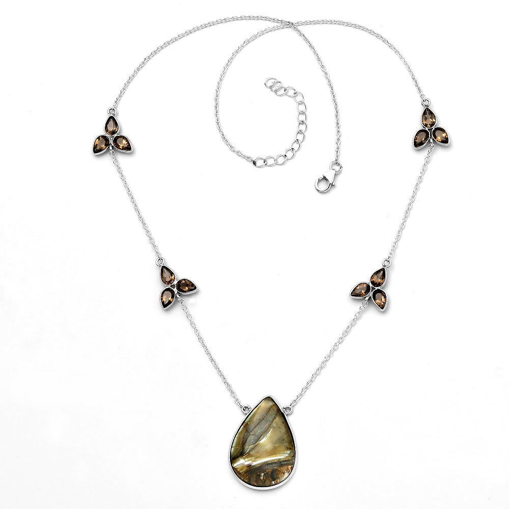 Copper Abalone Shell & Smoky Quartz Necklace N-1004 SDN1661