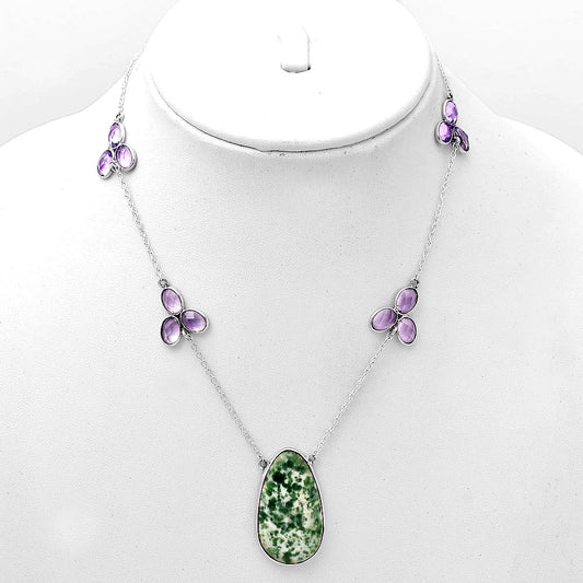 Natural Dioptase & Amethyst Necklace N-1004 SDN1669