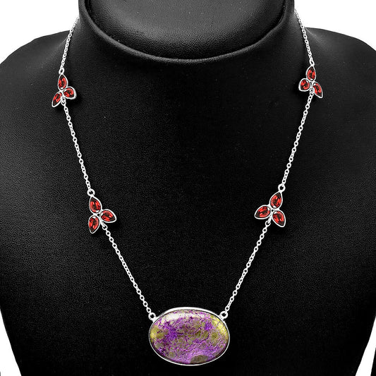 Purpurite - South Africa & Garnet Necklace N-1004 SDN1701