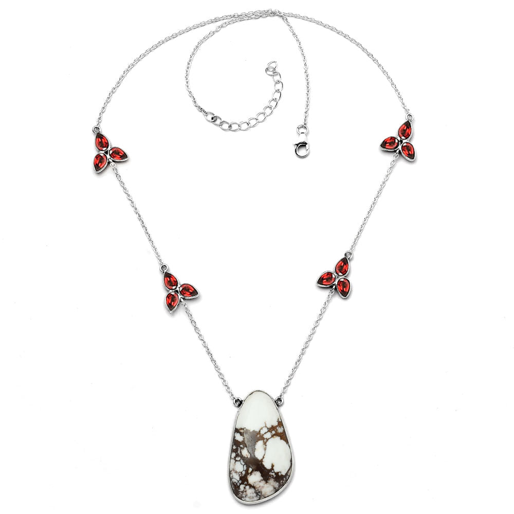 Natural Wild Horse Jasper & Garnet Necklace N-1004 SDN1702