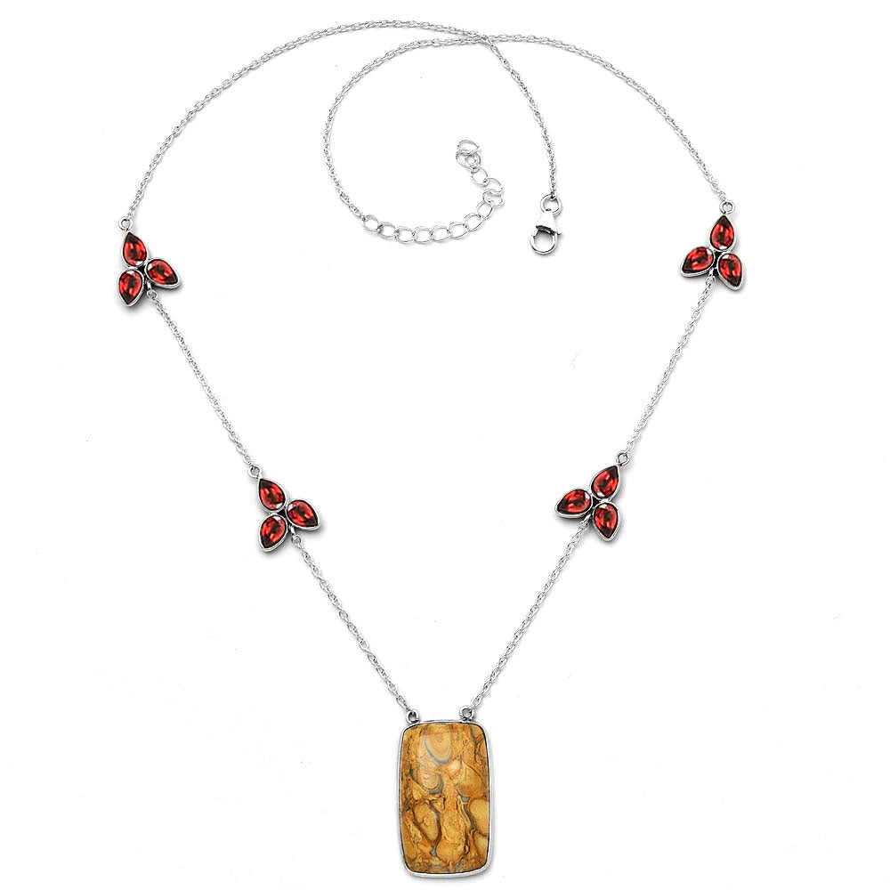 Natural Rock Calcy & Garnet Necklace N-1004 SDN1703