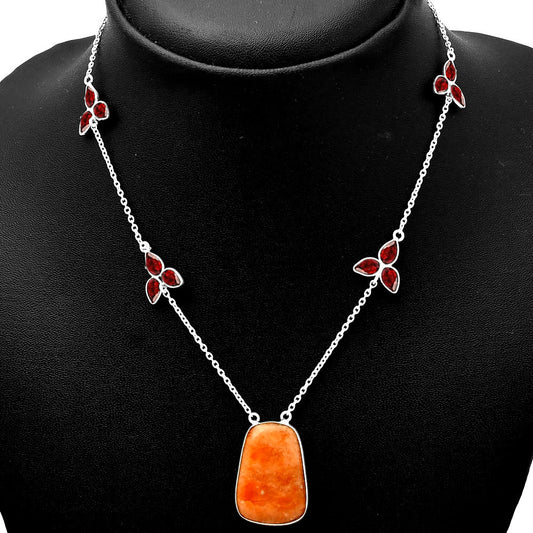 Natural Orange Aventurine & Garnet Necklace N-1004 SDN1706