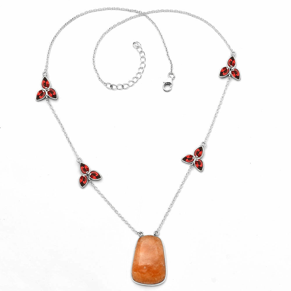 Natural Orange Aventurine & Garnet Necklace N-1004 SDN1706