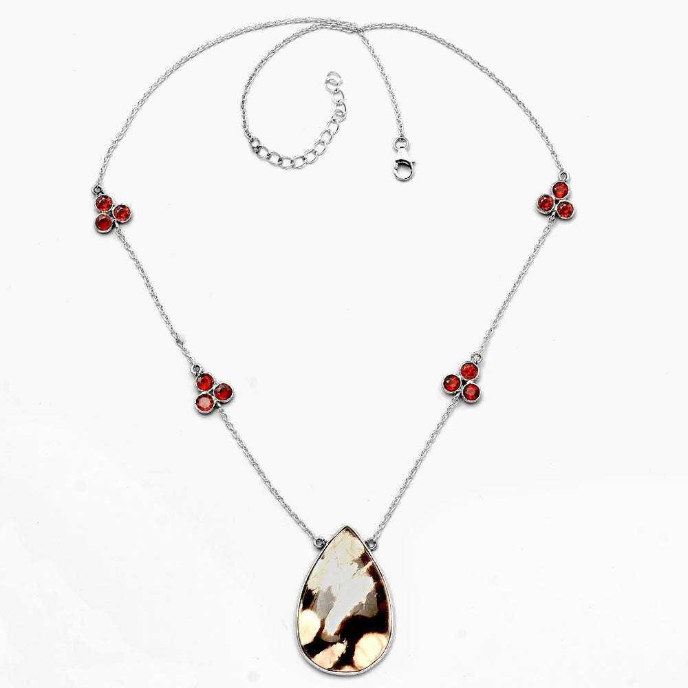 Natural Peanut Wood & Garnet Necklace N-1004 SDN1715