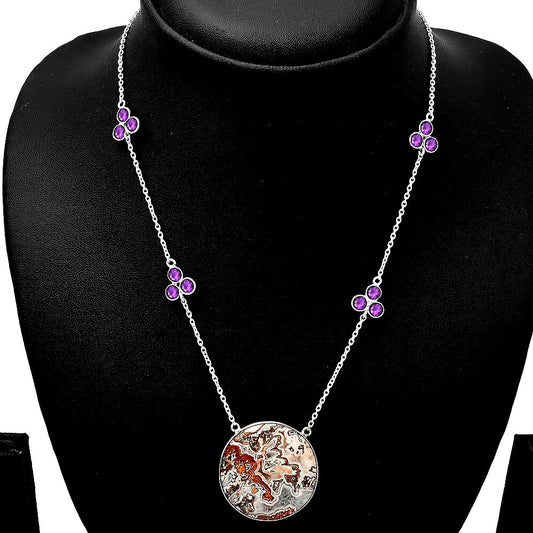 Rosetta Picture Jasper & Amethyst Necklace N-1004 SDN1732