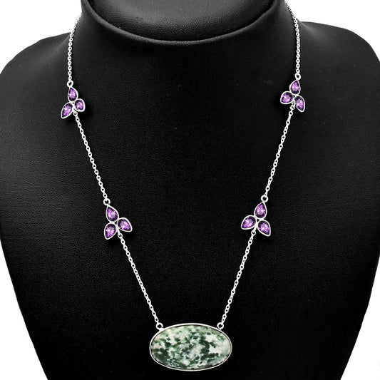 Natural Dioptase & Amethyst Necklace N-1004 SDN1738