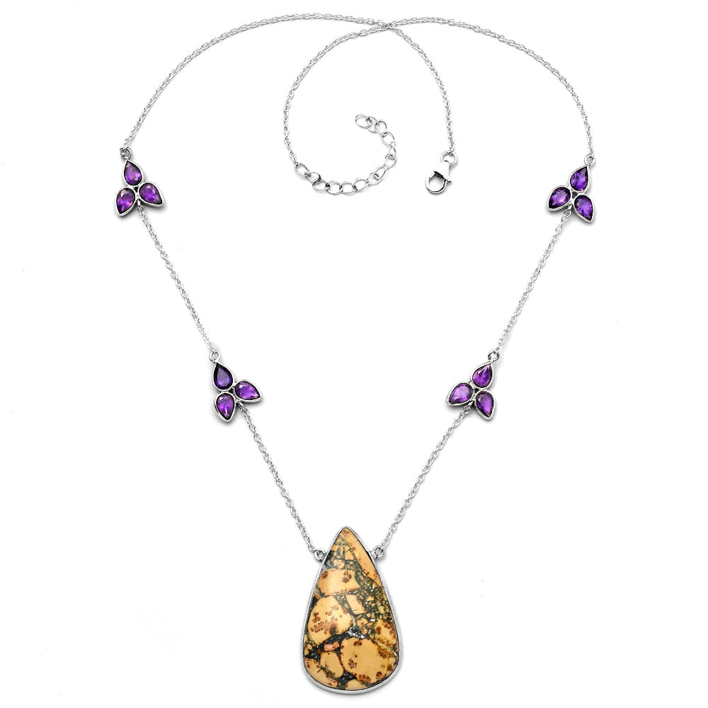 Natural Maligano Jasper & Amethyst Necklace N-1004 SDN1742