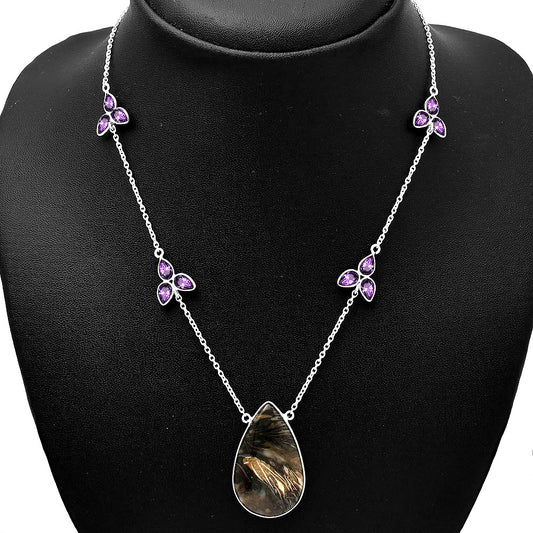 Natural Bat Cave Jasper & Amethyst Necklace N-1004 SDN1745
