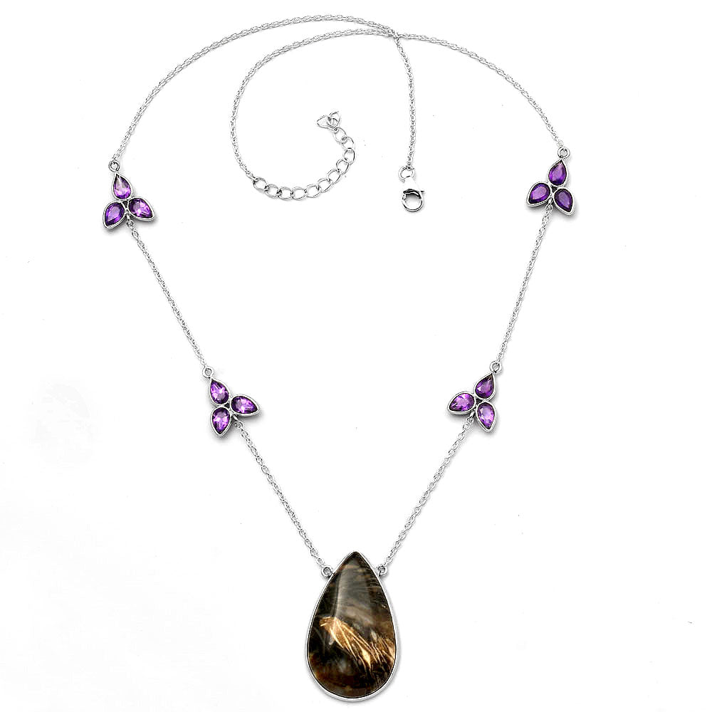 Natural Bat Cave Jasper & Amethyst Necklace N-1004 SDN1745
