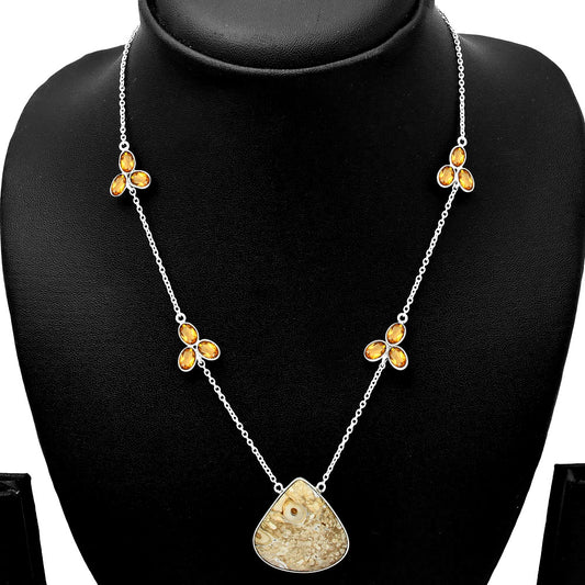 Natural Rock Calcy & Citrine Necklace N-1004 SDN1752