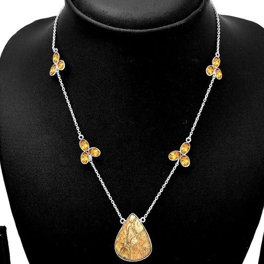 Natural Rock Calcy & Citrine Necklace N-1004 SDN1753